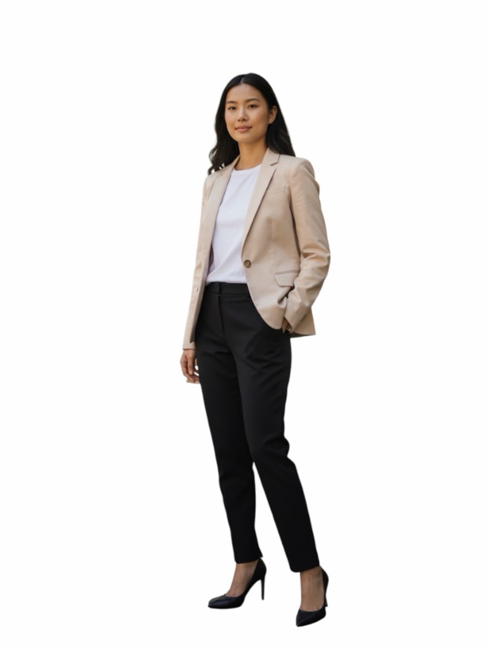 Ann Taylor Classic One Button Khaki Blazer